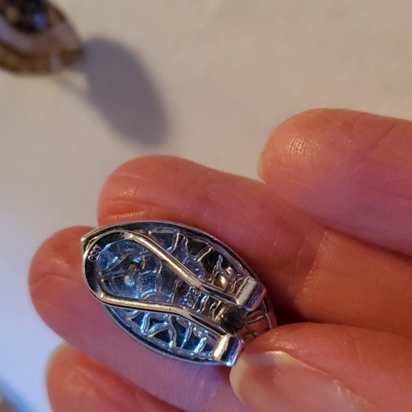 Sterling silver pendant and earrings set inlaid with mother of pearls - Picture 7 of 16